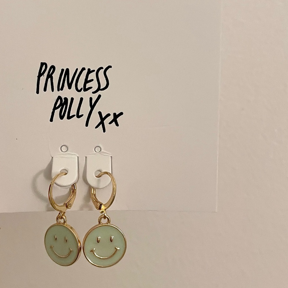 princess polly green smiley earrings